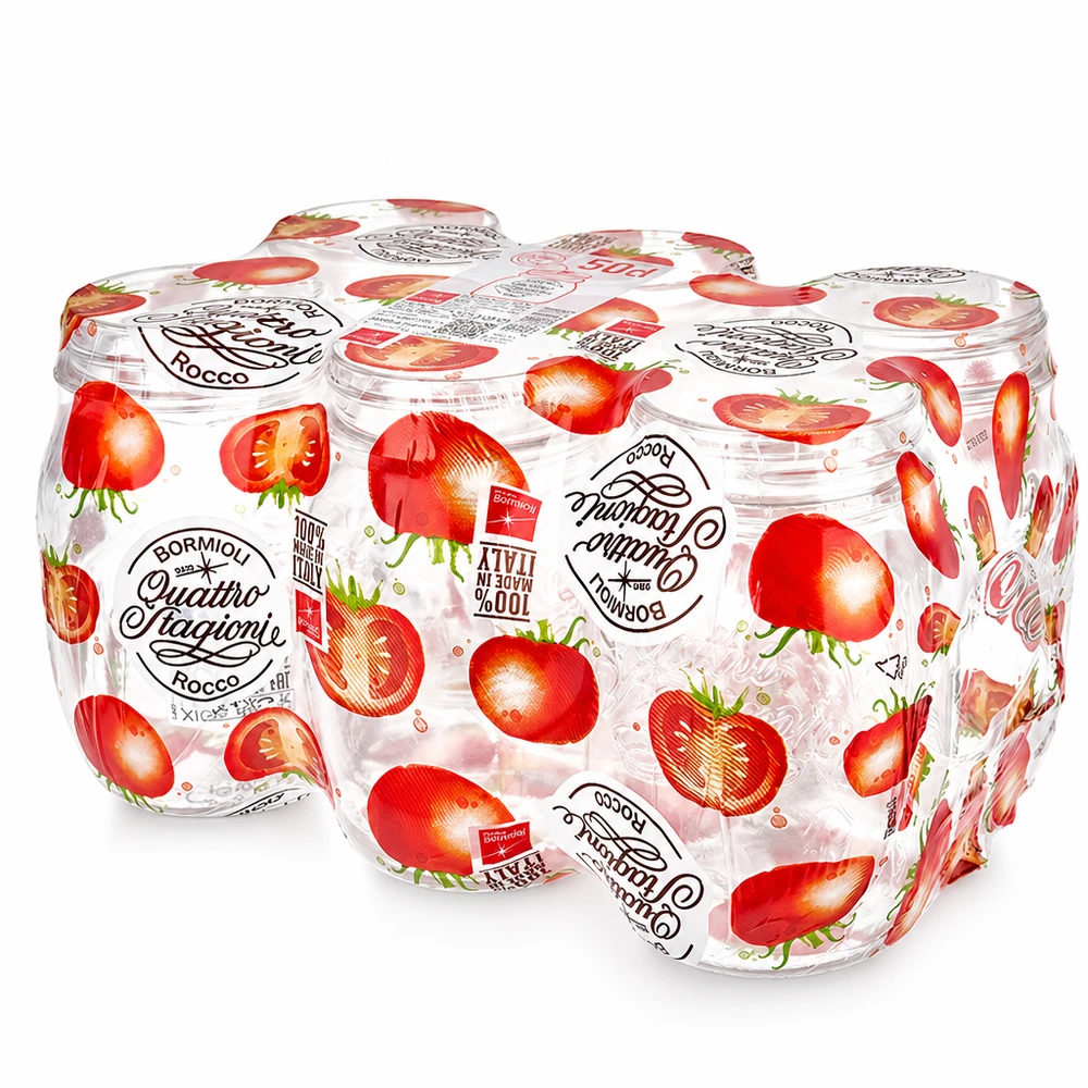 500 ml husholdningsglas "Quattro Stagioni" Quattro Stagioni syltekrukke 500 ml med jordbærmønster Bormioli Rocco opbevaringskrukke til konservering og madlavning