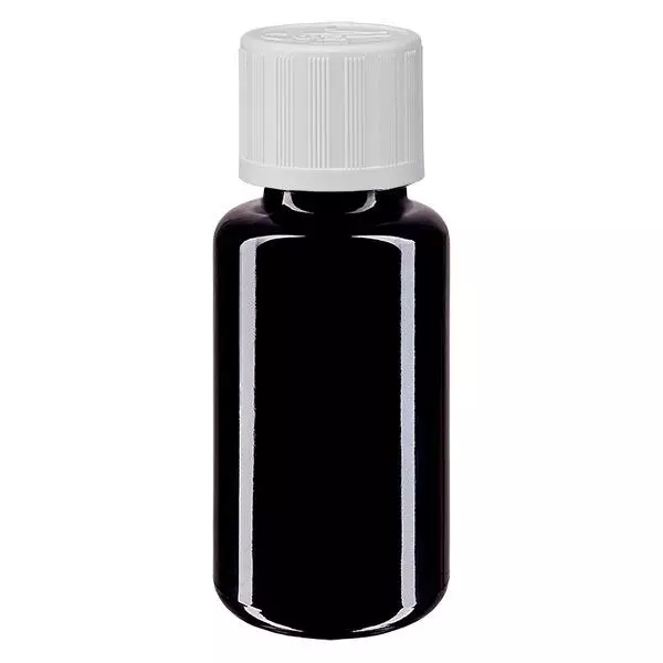Apoteksflaske viol. 20ml skruelåg hvid KiSi St Apoteksflaske viol. 20ml skruelåg hvid KiSi St