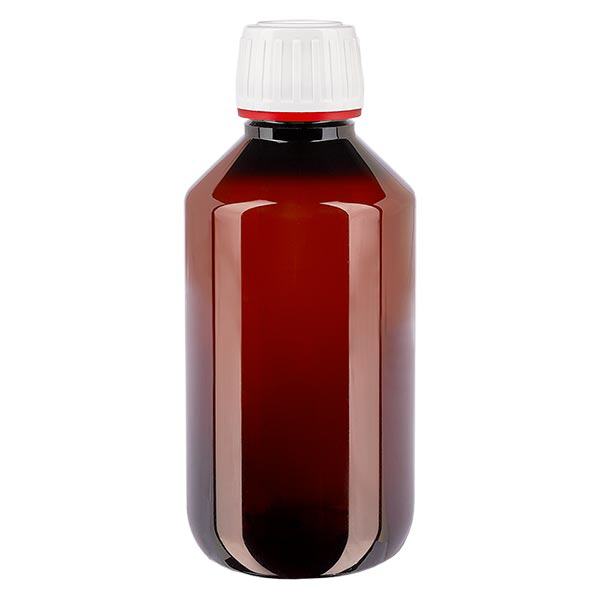 PET-flaske 200 ml med hvid OV med fine riller PET-flaske 200 ml med hvid OV med fine riller