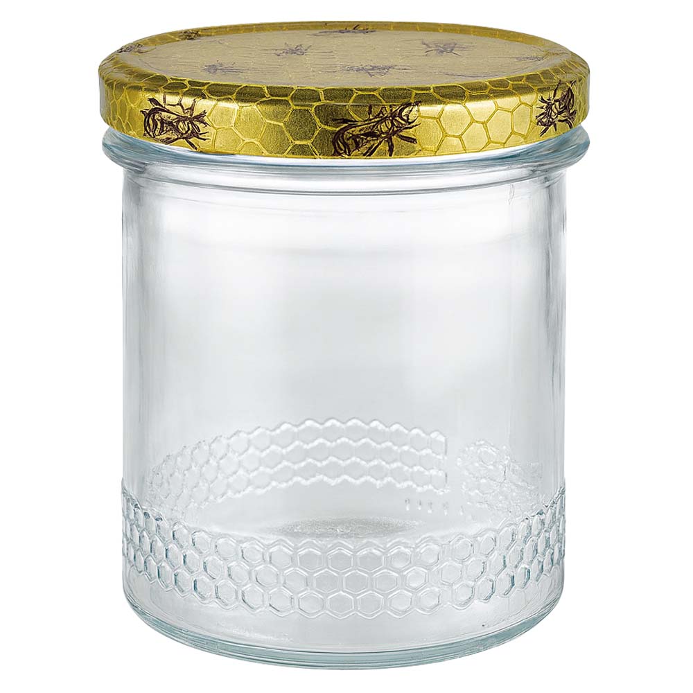 560 g honningglas med honningkagemønster-låg BasicSeal UNiTWIST