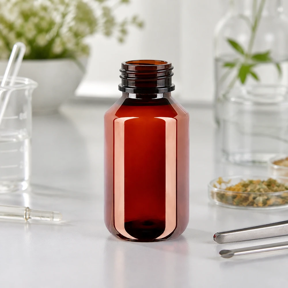 Kleine braune Kunststoffflasche 100ml für ätherische Öle Tinkturen und Naturheilmittel