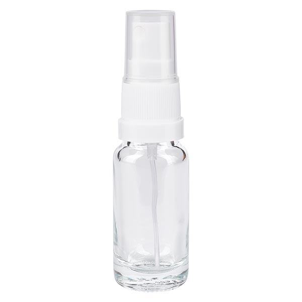 Apoteksflaske klar 10 ml spraytop hvid Apoteksflaske klar 10 ml spraytop hvid