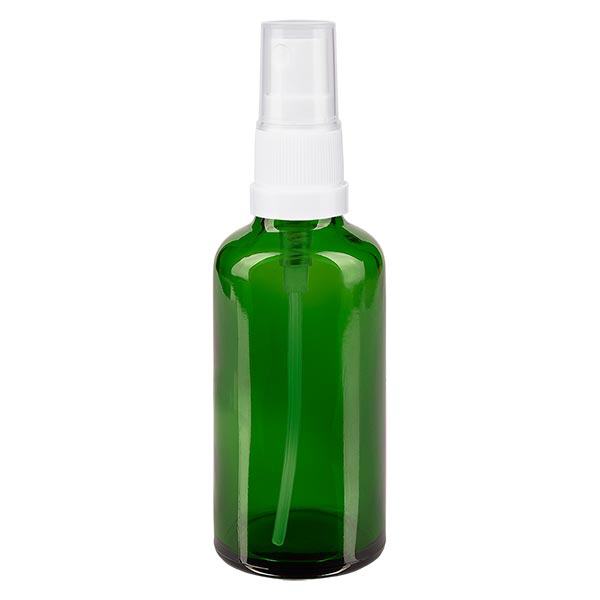 Apoteksflaske grøn 50 ml spraytop hvid Apoteksflaske grøn 50 ml spraytop hvid
