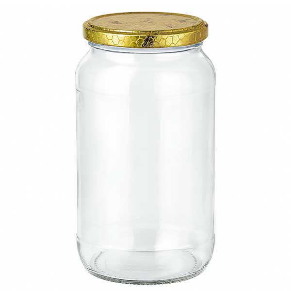 1062 ml rund krukke + BasicSeal-låg honeycomb UNiTWIST