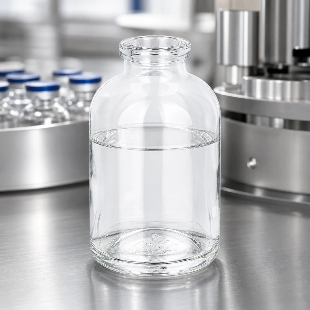 Injektionsflaske i klart glas 50 ml Sterile Glasflasche 50ml für Injektionszwecke mit dickwandigem Boden und klarem Glas
