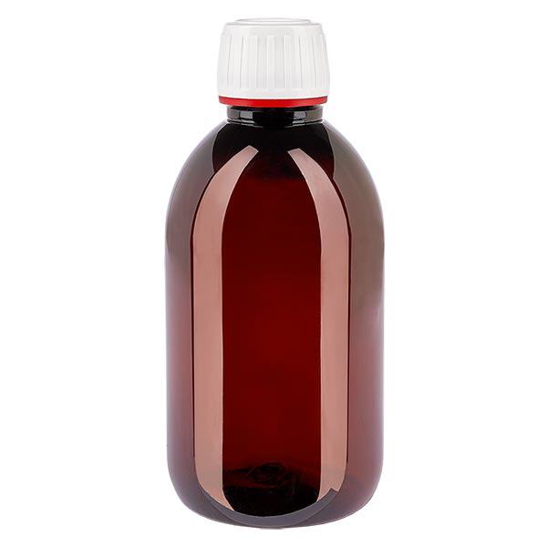 PET-flaske 250 ml med hvid OV med fine riller PET-flaske 250 ml med hvid OV med fine riller