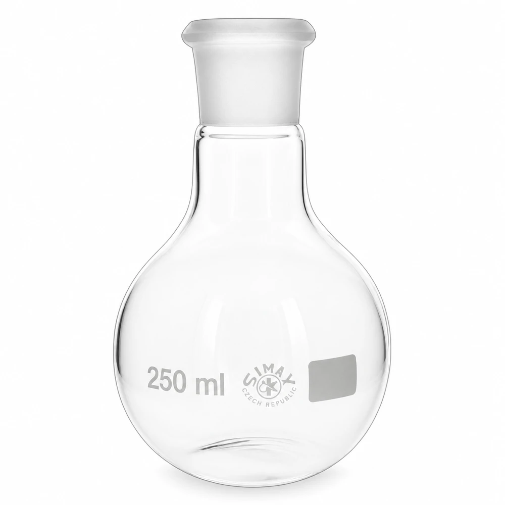 Stempel 250 ml med standard slebet led (29/32) 250 ml borosilikatglaskolbe med slebet standardfuge 29/32 til laboratoriebrug