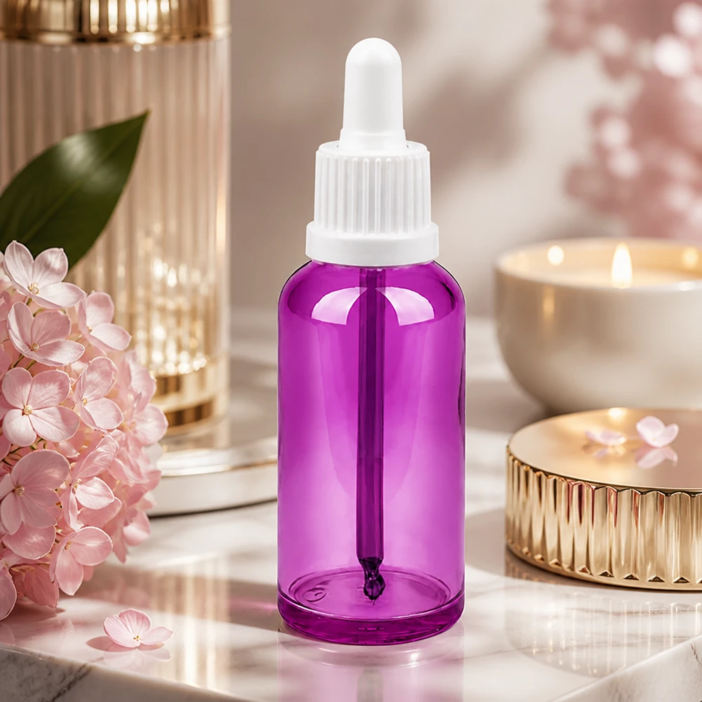 50 ml pipetteflaske hvid Originality skruelåg PurpleLine UT18/50 50 ml pipetteflaske lavet af plastik i høj kvalitet med et elegant lilla look til professionel brug