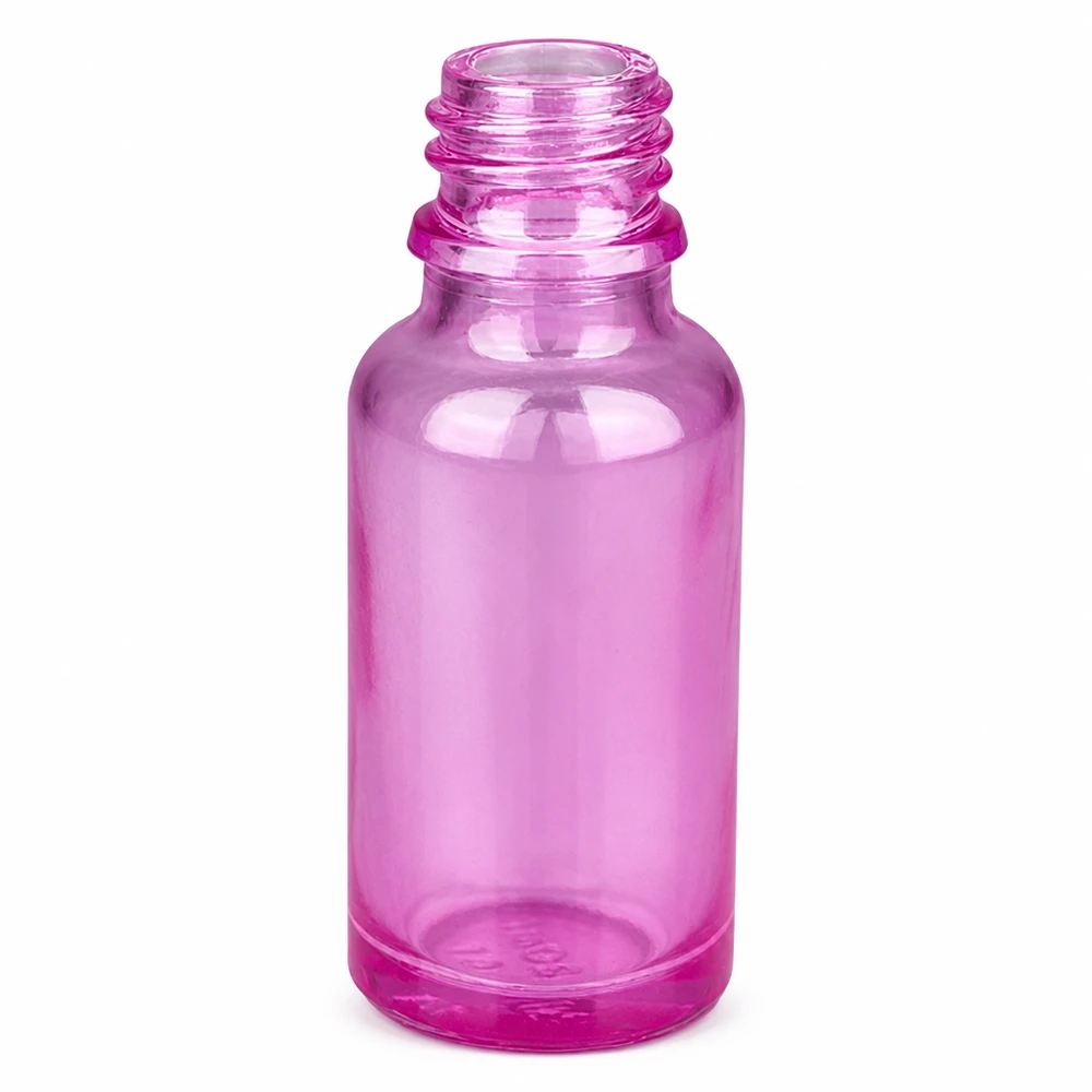 20 ml næsesprayflaske hvid/transparent standard PurpleLine. UT18/20 Violet 20 ml glasflaske med gevind til næsespray i en kompakt størrelse