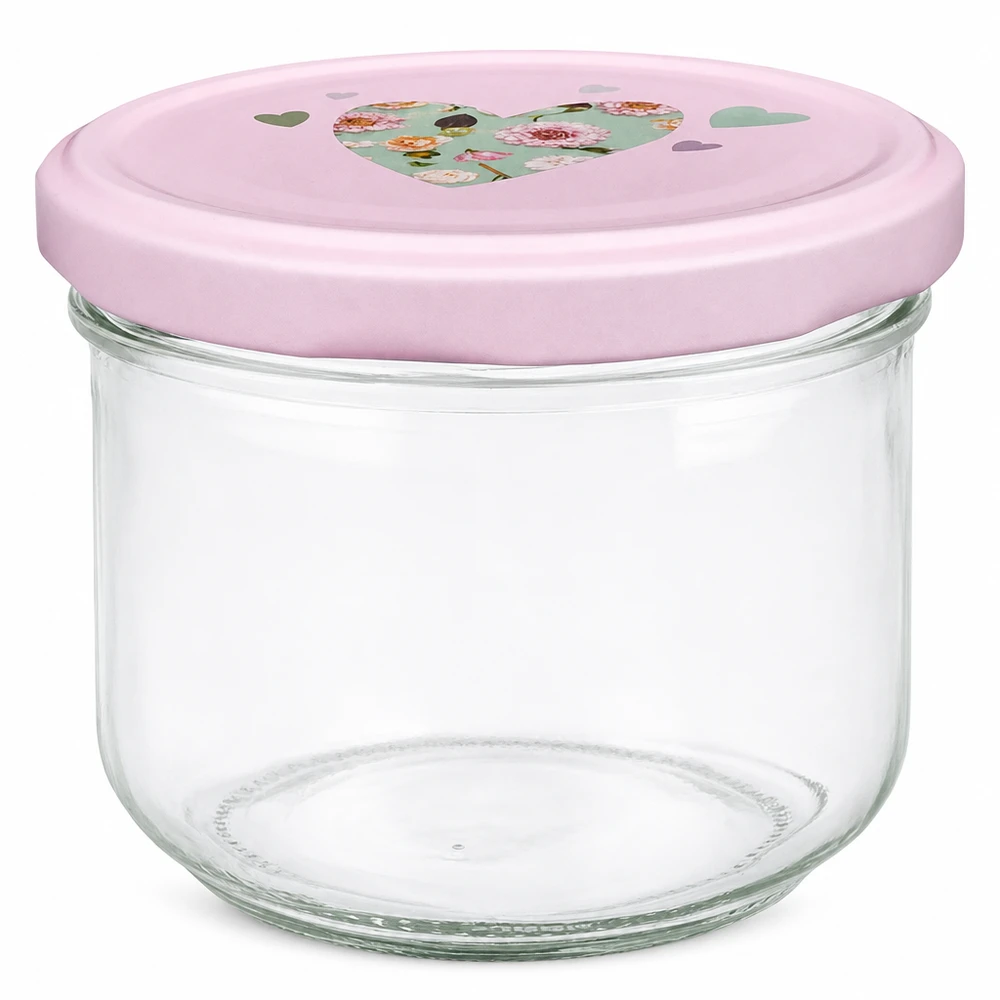 260 ml væltet glas + BasicSeal låg hjerte rosa UNiTWIST 260 ml væltet glas + BasicSeal låg hjerte rosa UNiTWIST