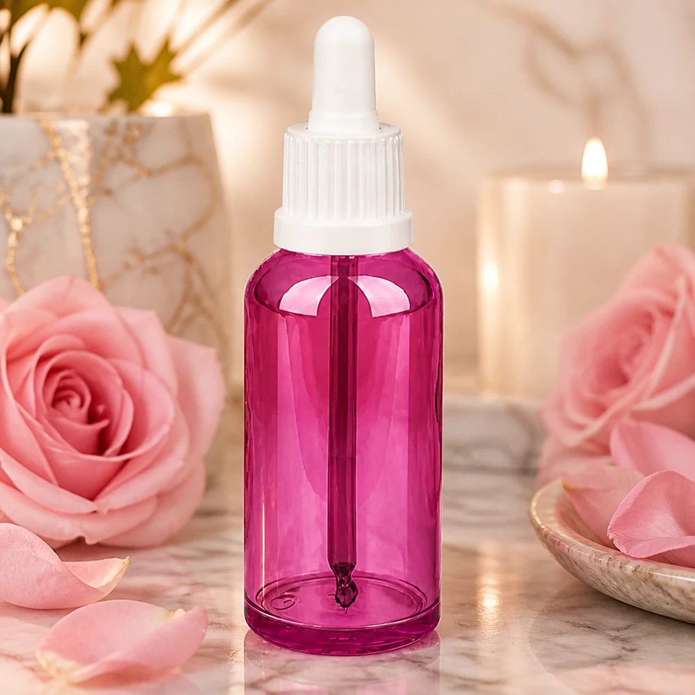 50 ml pipetteflaske hvid Originality skruelåg PurpleLine UT18/50 Purple Line-pipetteflaske 50 ml med hvid dråbehætte til skønhed og aromaterapi