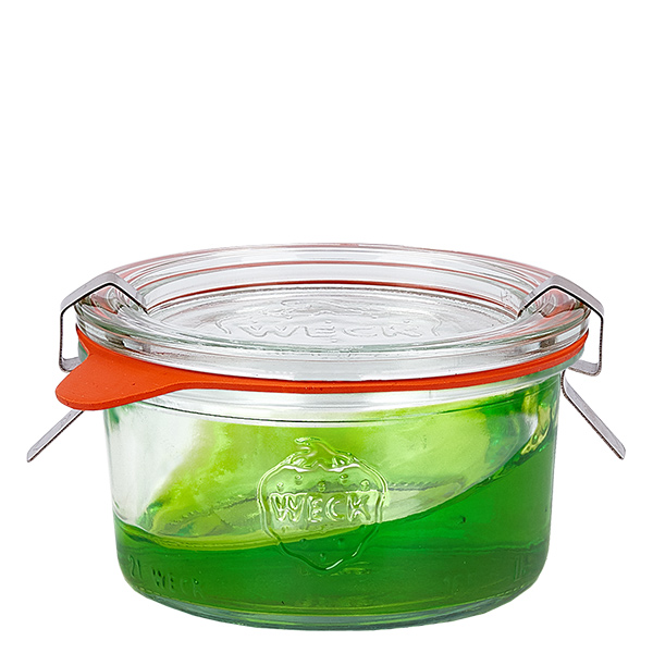 Sæt med 48 Weck-krukker 165 ml Briller med 48 glaslåg Sæt med 48 Weck-krukker 165 ml Briller med 48 glaslåg