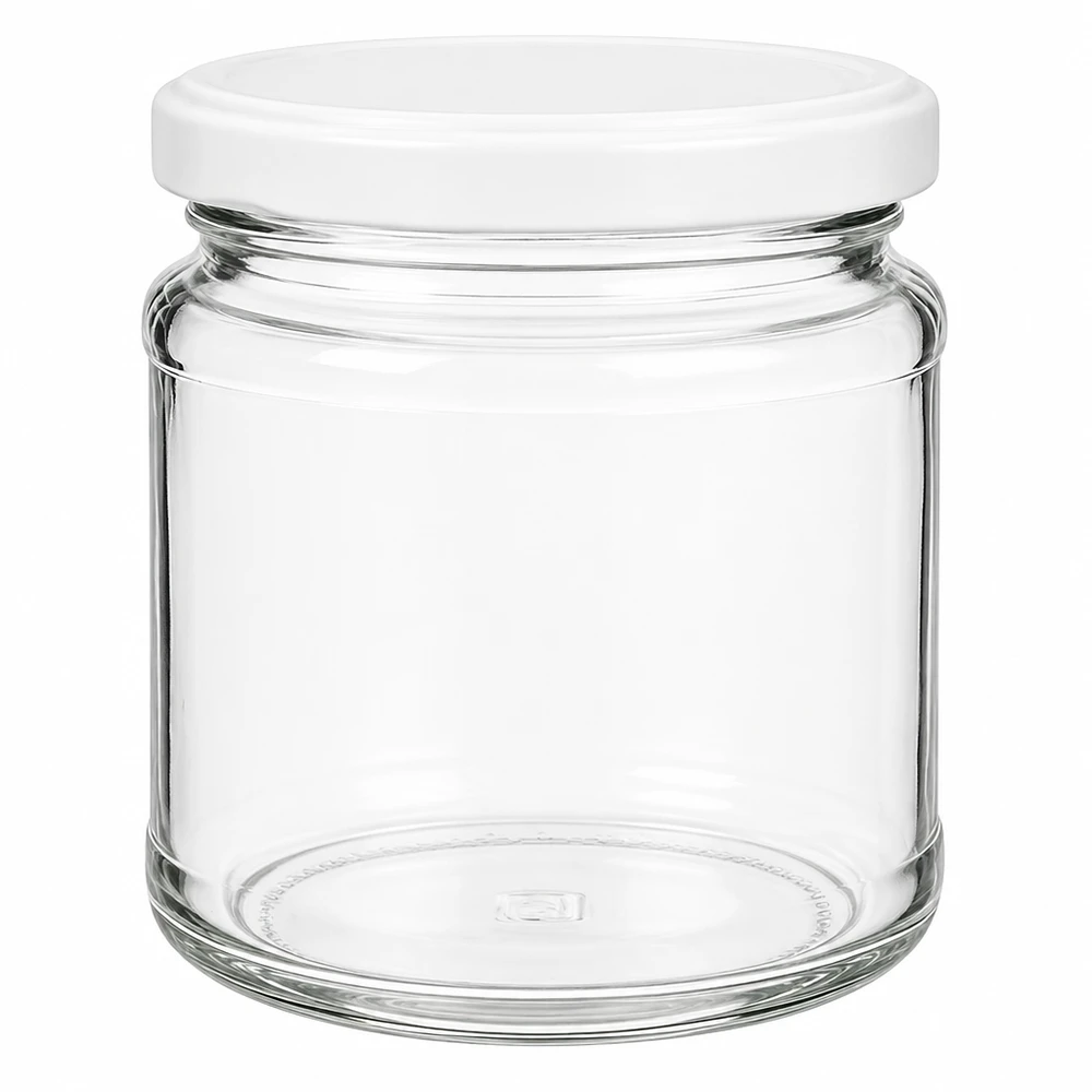 212 ml rund krukke med BasicSeal-låg hvid UNiTWIST 212 ml rund krukke med hvidt BasicSeal-låg UNiTWIST - tom glaskrukke til konservering og opbevaring