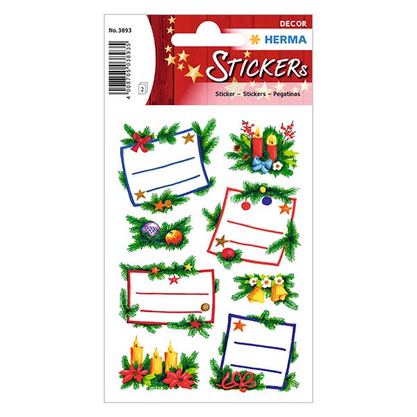 Klistermærker "Fir arrangement" (16 klistermærker med glitter) | 2 ark = 16 papirklistermærker Klistermærker "Fir arrangement" (16 klistermærker med glitter) | 2 ark = 16 papirklistermærker