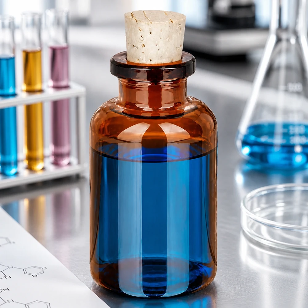 Flaske ravfarvet glas 20ml med kork 11/14mm Braunglas Probenflasche 20ml mit Korkverschluss für Dunkelaufbewahrung im Labor