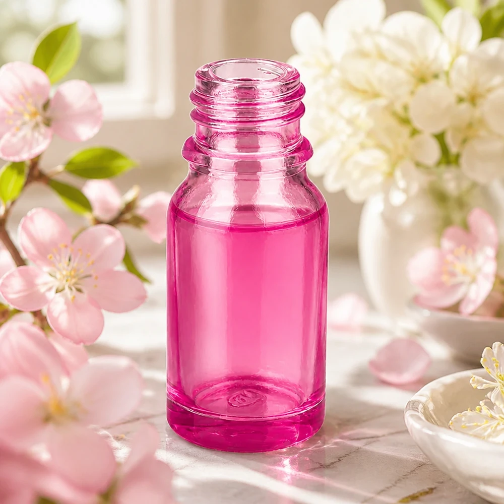 Pink 10 ml glasflaske PurpleLine UT18/10 UNiTWIST til præcis dosering af tinkturer og essenser