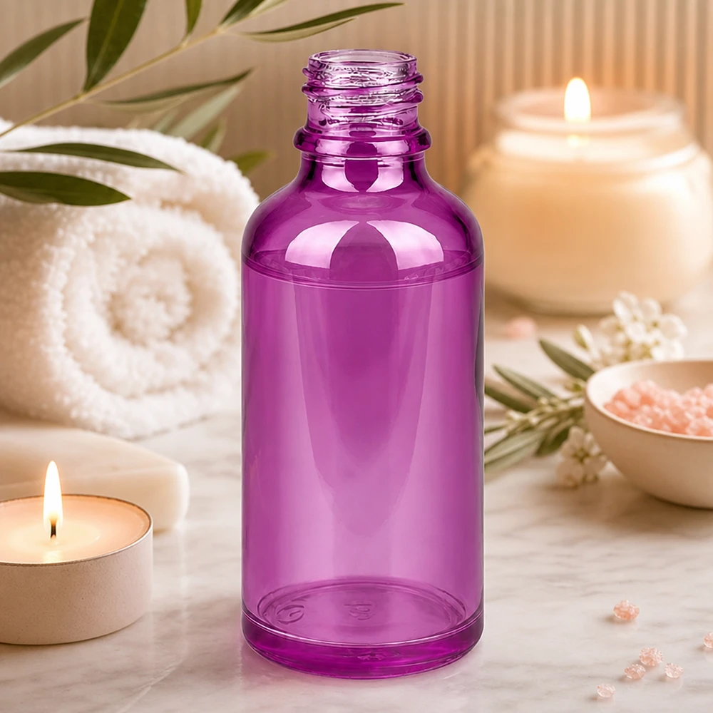 50 ml apoteksflaske PurpleLine UT18/50 UNiTWIST 50 ml PurpleLine UT18/50-glasflaske i høj kvalitet i strålende lilla til spa og wellness