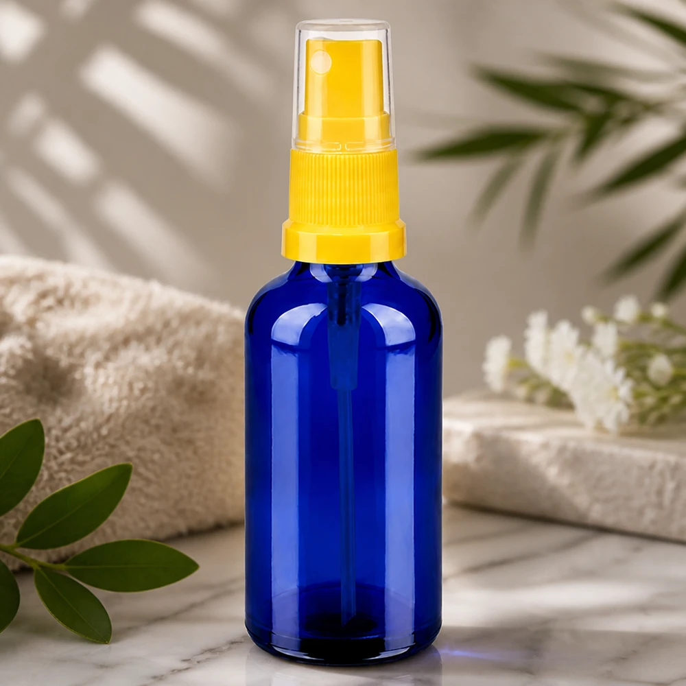 50 ml sprayflaske gul/tr. STD BlueLine UT18/50 Professionel 50 ml sprayflaske i BlueLine-serien med UV-beskyttelse takket være blåt glas og gult sprayhoved