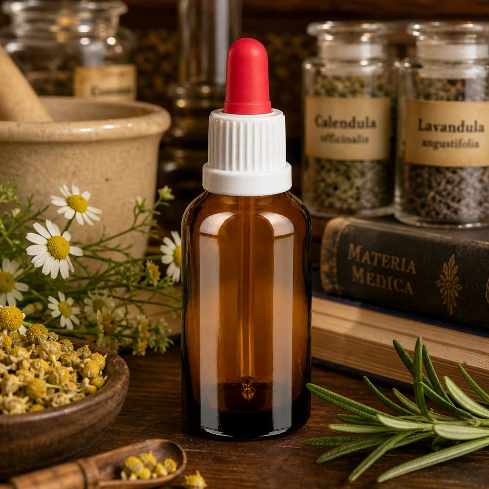 30 ml pipetteflaske hvid/rød OV BrownLine UT18/30 Kompakt 30 ml pipetteflaske i BrownLine-serien med hvid hætte og rød spids til naturkosmetik