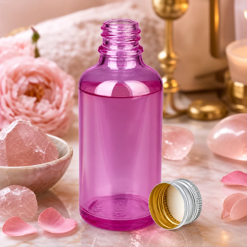 50 ml flaske 11 mm skruelåg aluminium-sølv standard PurpleLine.UT18/50 50 ml-flaske af høj kvalitet i violet glas med et elegant skruelåg i aluminium-sølv til premiumprodukter