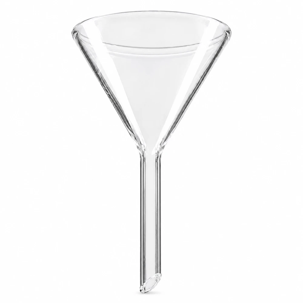Tragt Ø 50 mm sodakalk, vinkel 60°, kort model Glastragt 50 mm i diameter lavet af sodakalkglas med 60 graders vinkel og kort stil