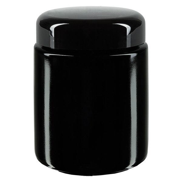 Krukke med bred munding+ violet glas 250 ml, med sort låg