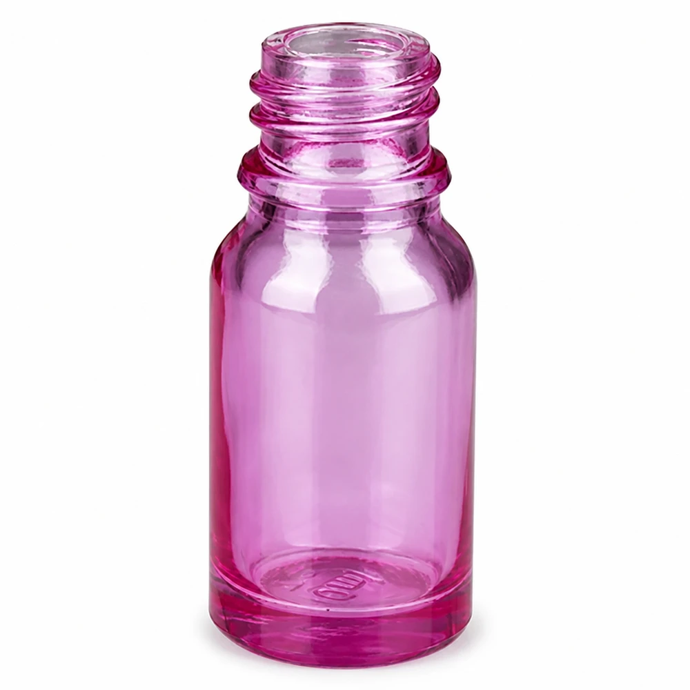 10 ml næsesprayflaske hvid/transparent standard PurpleLine. UT18/10 Violet glasflaske 10 ml med skruegevind UT18/10 til næsespray og dråbeopløsninger