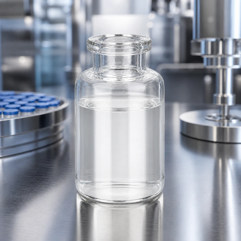 Injektionsflaske i klart glas 20 ml Durchsichtige Pharmaverpackung 20ml Injektionsflasche mit charakteristischem Taillenhals aus Klarglas
