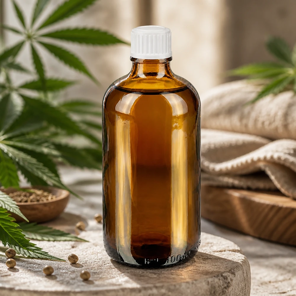 Apoteksflaske brun 100ml dråbetæller hvid 0,8mm stk. Ravfarvet glasflaske på 100 ml med hvid doseringsprop til CBD-olier og naturlige ekstrakter