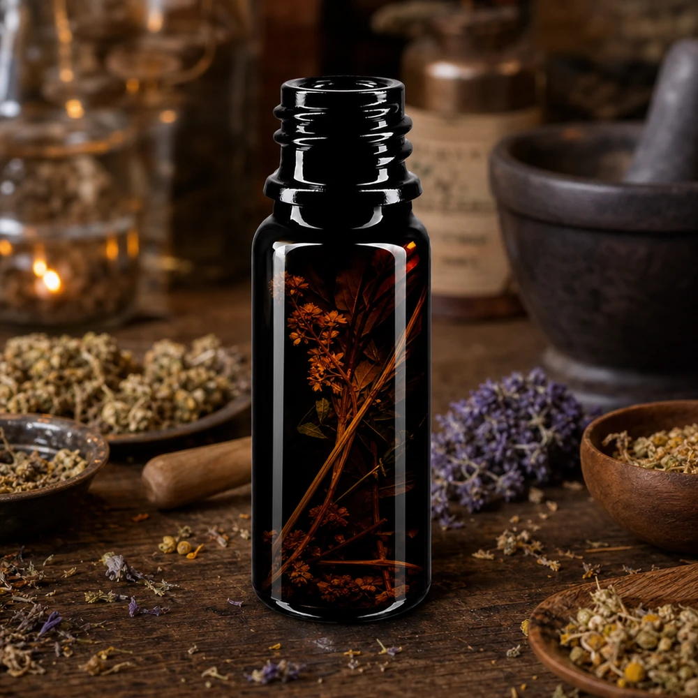 Violet glasflaske 10ml DIN 18 (Mironglas) Elegant Mironglass-flaske 10ml DIN 18 i mørk violet til professionel aromaterapi