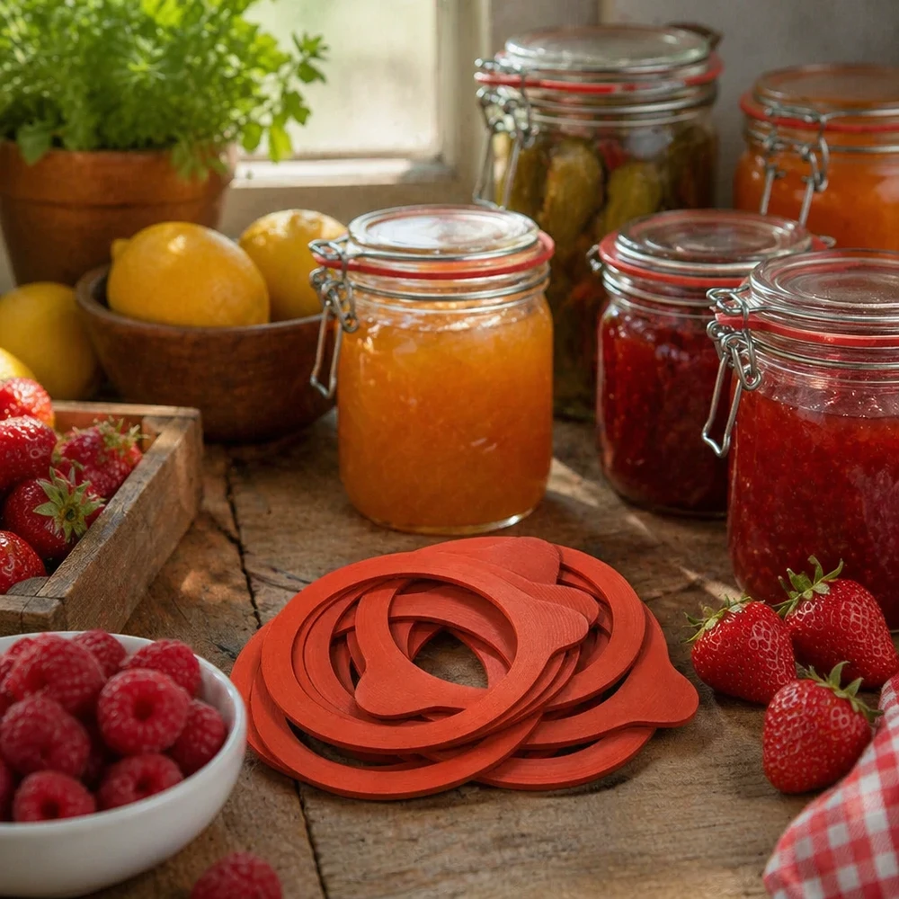 Tætningsring af naturgummi RR80 Konserveringsring RR80 naturgummi orange til konserveringsglas med syltetøj gelé jordbær hindbær konservering
