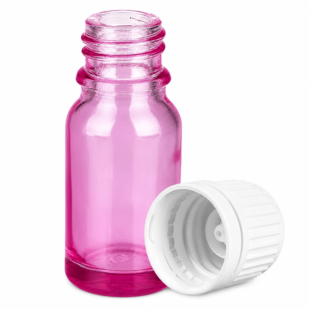 10ml flaske 11mm skruelåg hvid Originality skruelåg PurpleLine UT18/10 Lille 10 ml violet glasflaske med praktisk hvid hætte til aromaterapi og kosmetik