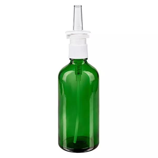 Apoteksflaske grøn 100 ml næseforstøver hvid St Apoteksflaske grøn 100 ml næseforstøver hvid St