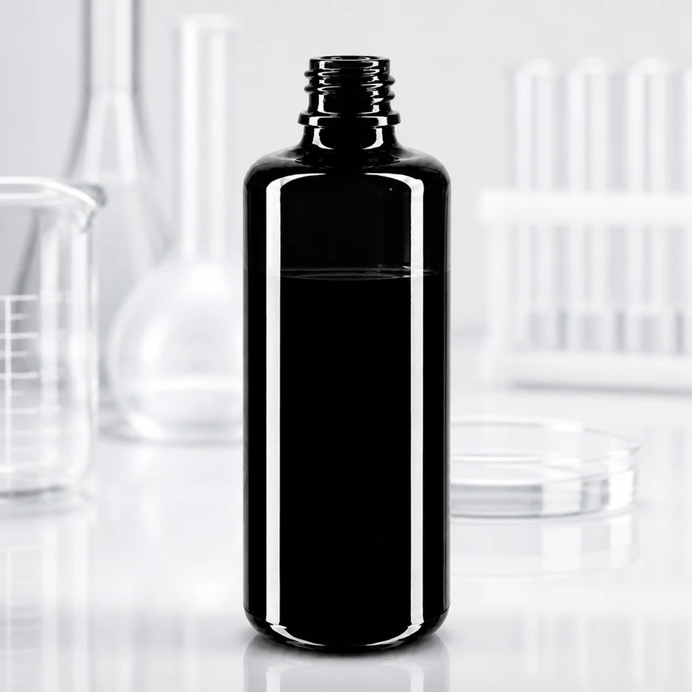 Flaske i violet glas 50 ml DIN 18 (Mironglas) Kompakt 50 ml Orion-dråbeflaske i mørkeviolet Miron-glas til præcis dosering af væsker