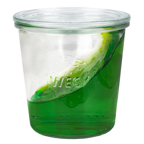 Sæt med 18 Weck-krukker 580 ml Briller med 18 glaslåg Sæt med 18 Weck-krukker 580 ml Briller med 18 glaslåg