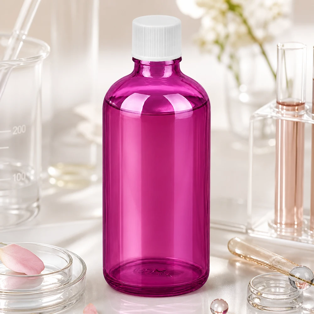 100 ml flaske 11 mm skruelåg hvid standard PurpleLine UT18/100 Kompakt 100 ml violet glasflaske med 11 mm åbning til præcis dosering af væsker