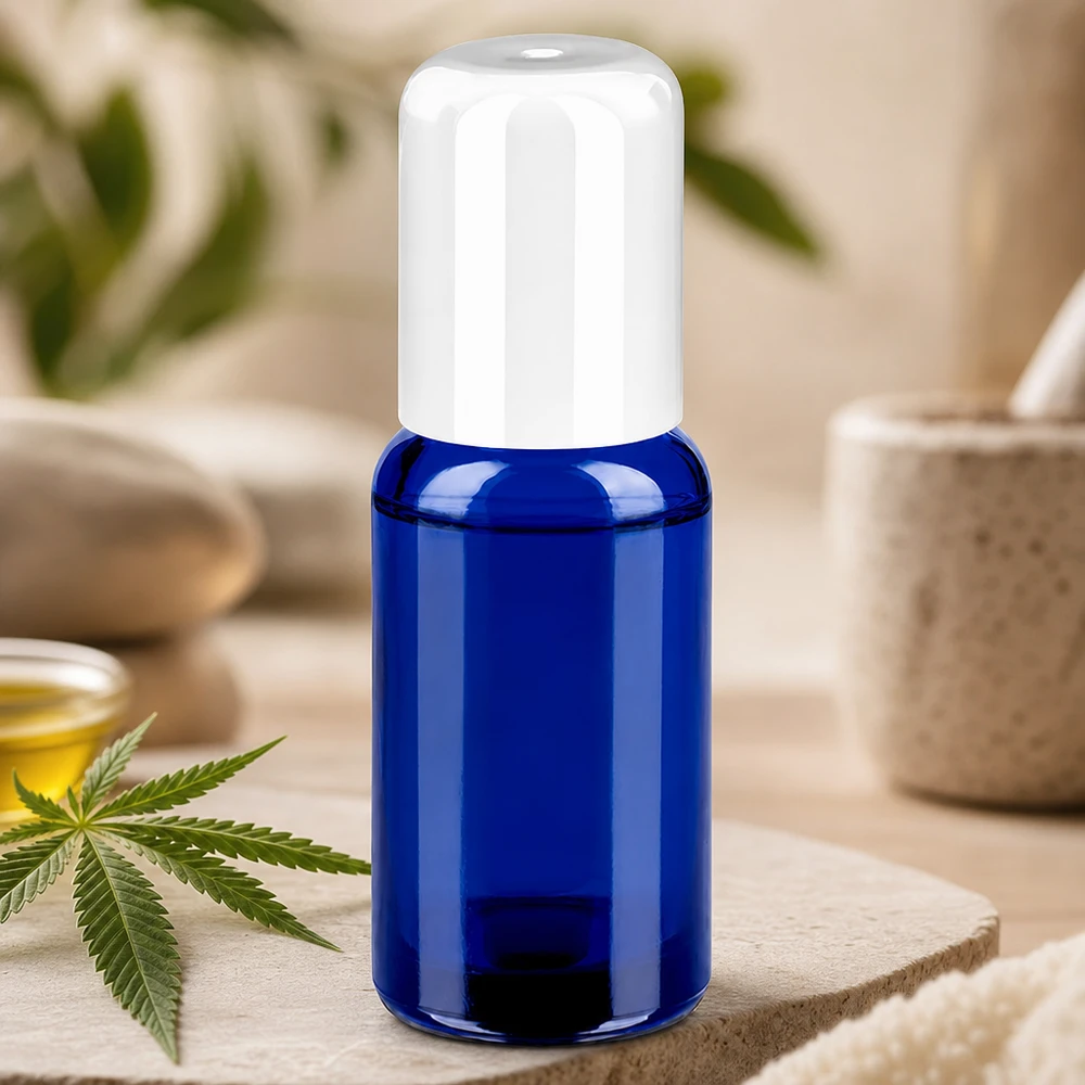 20 ml roll-on flaske hvid STD BlueLine UT18/20 Roll-on-flaske 20 ml med hvid kugleapplikator til jævn fordeling af kosmetiske produkter