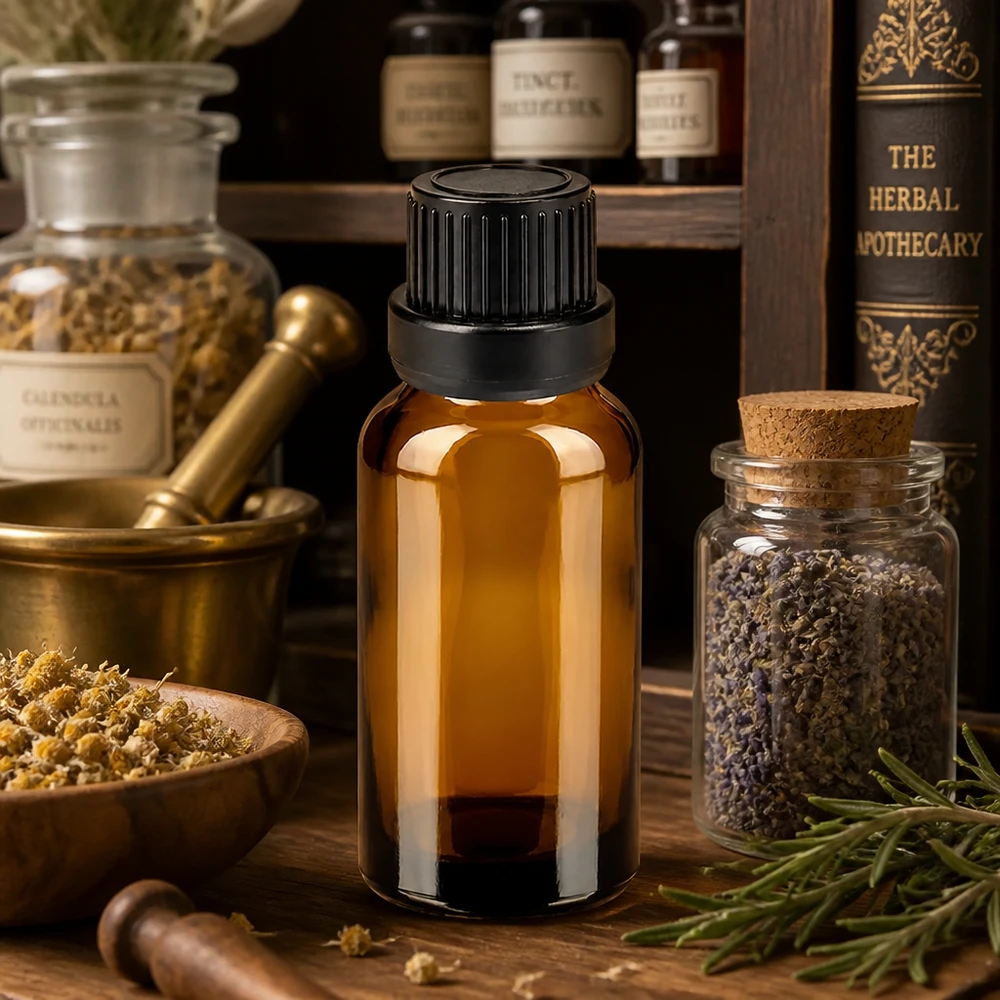 10 ml dråbeflaske 2 mm sort OV BrownLine UT18/10 10 ml dråbeflaske i BrownLine-serien med sort OV-hætte til professionel dosering