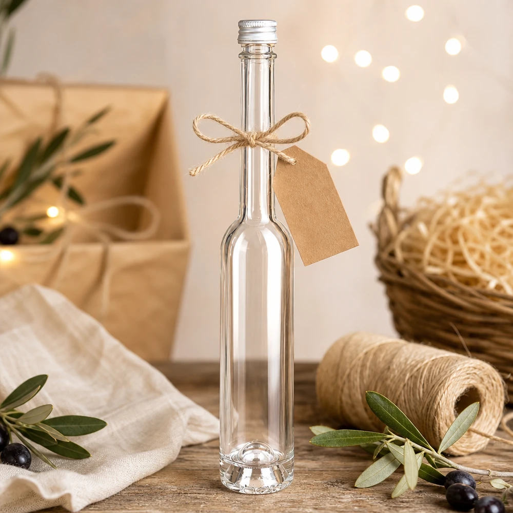 100 ml glasflaske Toni uden skruelåg UNiTWIST® 100 ml Toni-glasflaske med sølvhætte - ideel til gaver og hjemmelavede likører