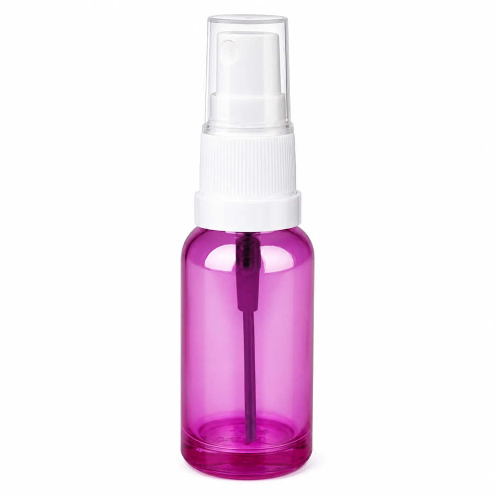 20 ml sprayflaske hvid/transparent Standard PurpleLine UT18/20 20 ml sprayflaske lilla transparent med hvid pumpesprøjte til kosmetik og plejeprodukter