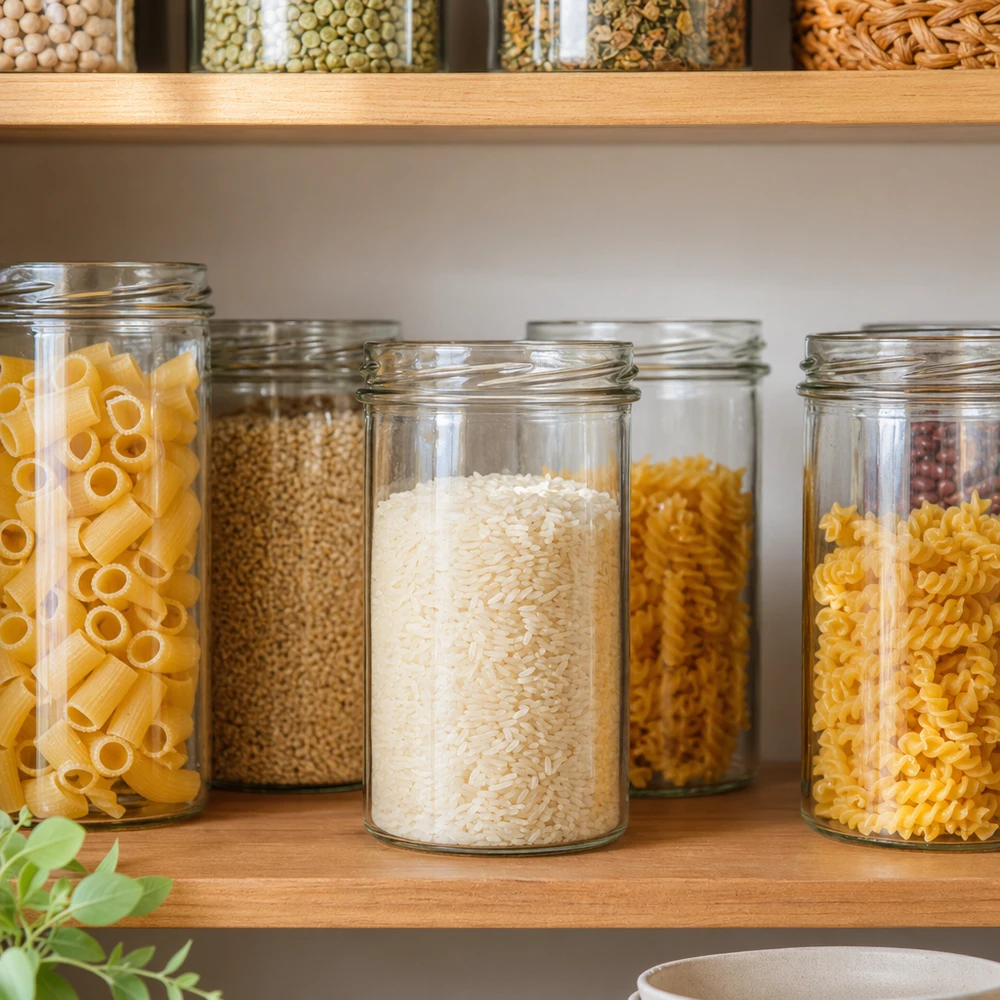 UNiTWIST Sturz435 - Briller med en kapacitet på 435 ml TO82 UNiTWIST Sturz435-bokse 435 ml TO82 til organiseret opbevaring af pasta, ris og korn i spisekammeret