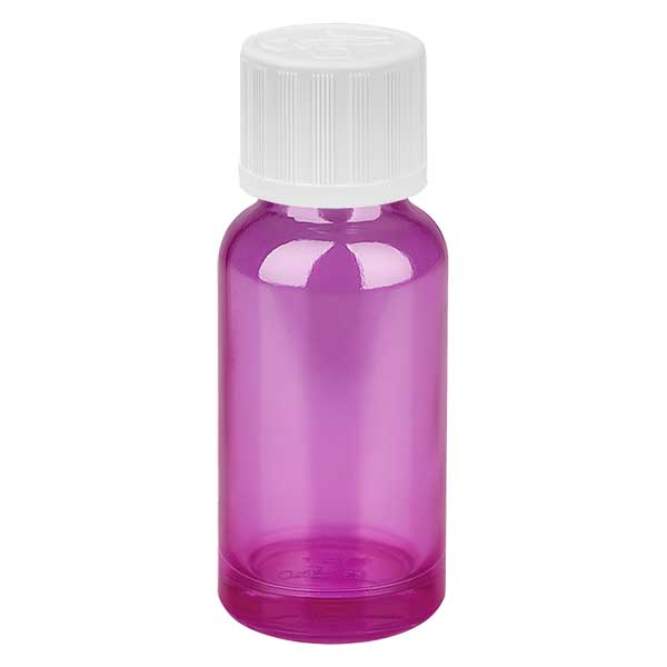 20 ml dråbeflaske 1,2 mm hvid standard børnesikret PurpleLine.UT18/20