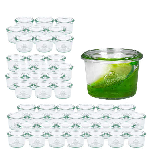 Sæt med 48 Weck-krukker 80 ml Briller