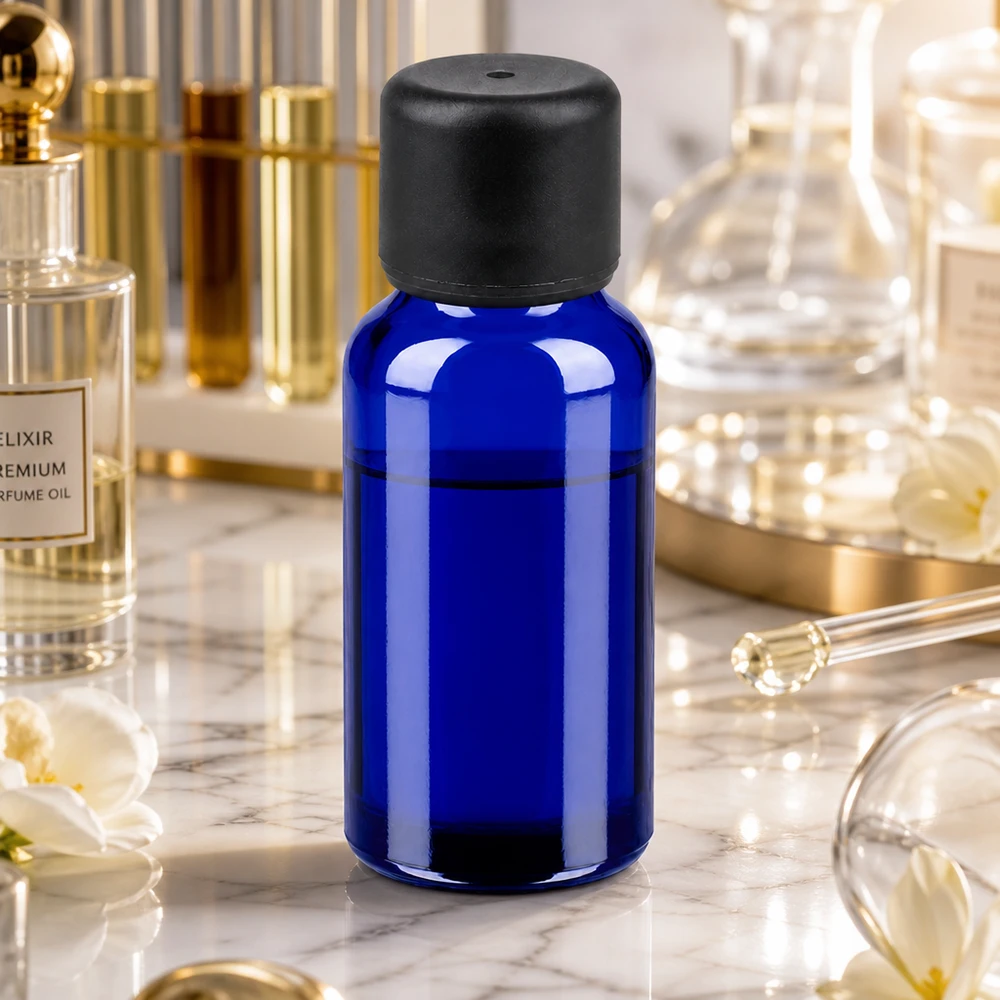 20 ml flaske 6 mm SV sort STD BlueLine UT18/20 BlueLine violetglas 20 ml med robust sort plasthætte til beskyttelse af lysfølsomme stoffer