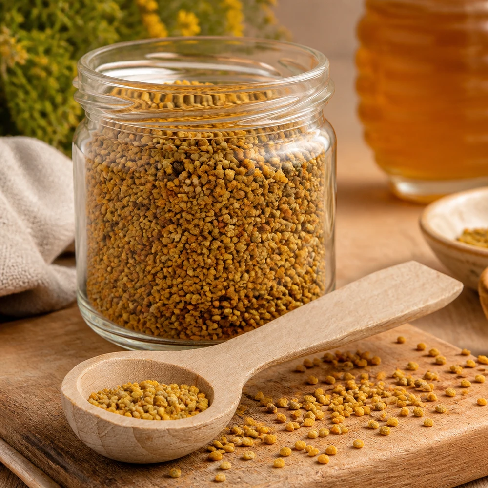 Træskovl S til afmåling af blomsterpollen fra glaskrukke naturligt bøgetræ køkkenhjælp til superfoods