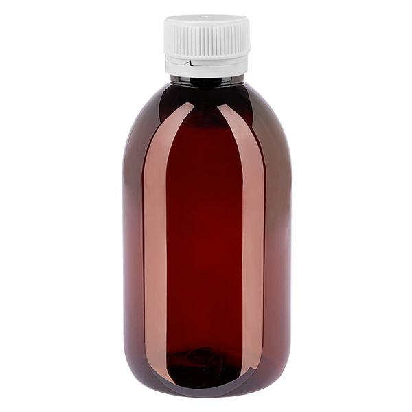 PET-flaske 250 ml med hvid riflet OV PET-flaske 250 ml med hvid riflet OV