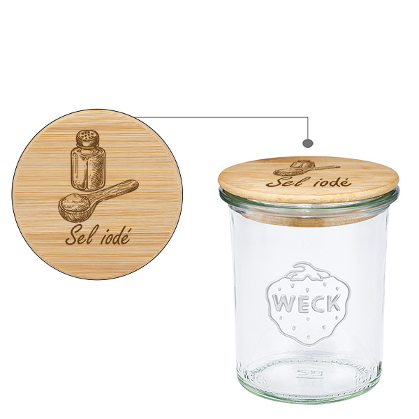 Træcover "Sel iodé" med WECK verre plongeant 160ml Træcover "Sel iodé" med WECK verre plongeant 160ml