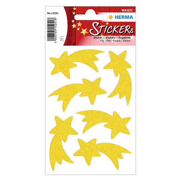 Filtklistermærker "Stjerneskud" (6 klistermærker) | 1 ark = 6 klistermærker. Filtklistermærker "Stjerneskud" (6 klistermærker) | 1 ark = 6 klistermærker.