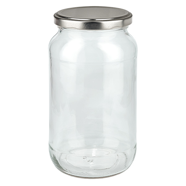 1062 ml rund krukke med BasicSeal-låg sølv UNiTWIST