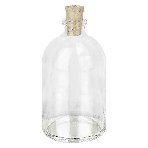 Flaske i klart glas 100 ml med kork 11/14 mm